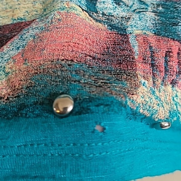 Y2K turquoise blue Top Never Stop Dreaming Patriotic Flag Size S 4th of July - Picture 5 of 16